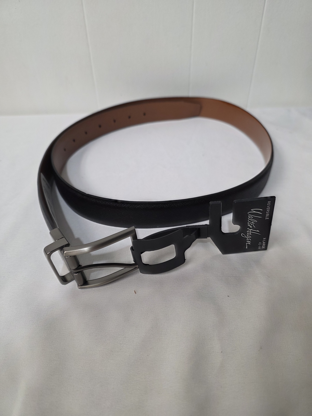Walter Hagen Black Leather Reversible Belt with Brown Interior Size XL 42-44